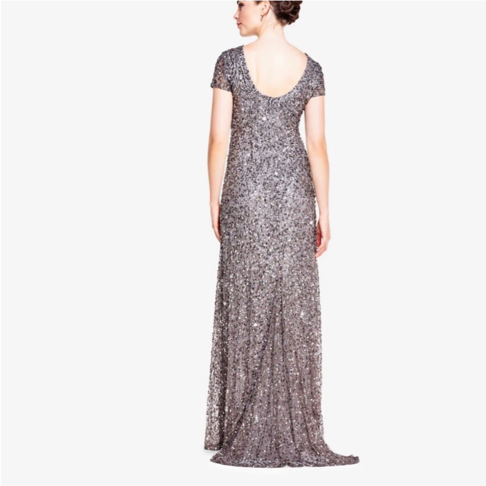 ADRIANNA PAPELL Scoop Back Sequin Gown Fairy Grunge Whimsigoth Ethereal Dress 8
